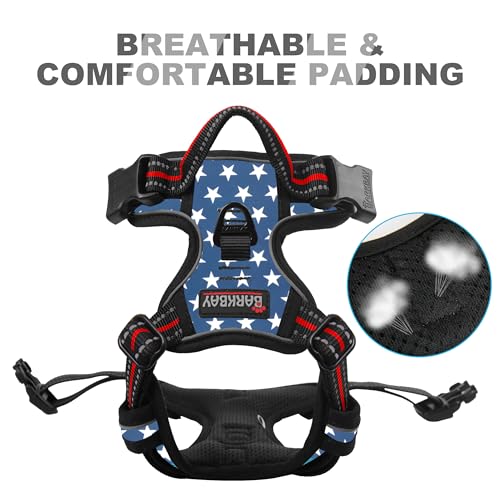 BARKBAY No Pull Dog Harness Front Clip Heavy Duty Reflective Easy Control Handle for Large Dog Walking(Star,XS) - color: Blue Star, size: X-Small(Chest:15.5-19.5”)