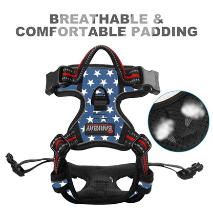 BARKBAY No Pull Dog Harness Front Clip Heavy Duty Reflective Easy Control Handle for Large Dog Walking(Star,XS) - color: Blue Star, size: X-Small(Chest:15.5-19.5”)