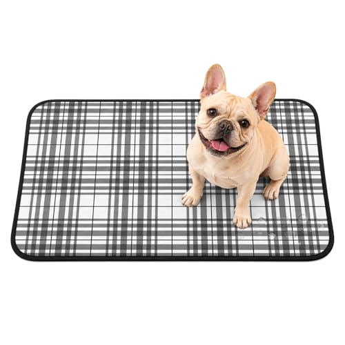 Washable Pee Pads for Dogs, Buffalo Plaid Waterproof Reusable Puppy Pads, Charcoal Gray Farmhouse Gingham Striped Absorbent Non-Slip Dog Training Pads for Potty, Crates, Whelping, XL 40 x 30 - color: Black, Charcoal, White, size: X Large-40x30 Inch