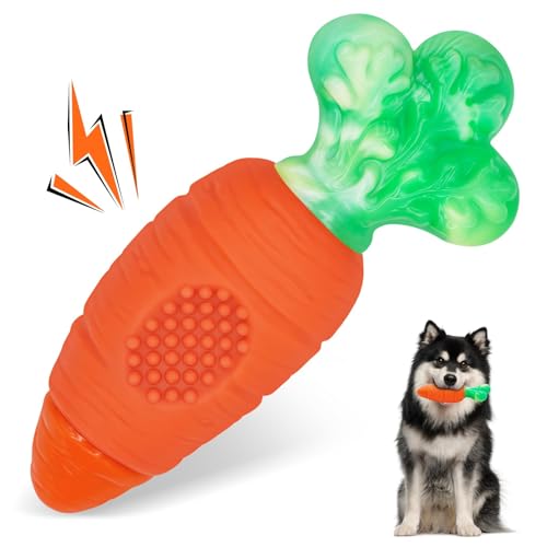 BoYoYo Tough Dog Toys for Aggressive Chewers with Squeaky, Indestructible Dog Chew Toys for Medium and Large Breeds to Keep Them Busy, Interactive Durable Dog Toy - color: OrangeCarrot