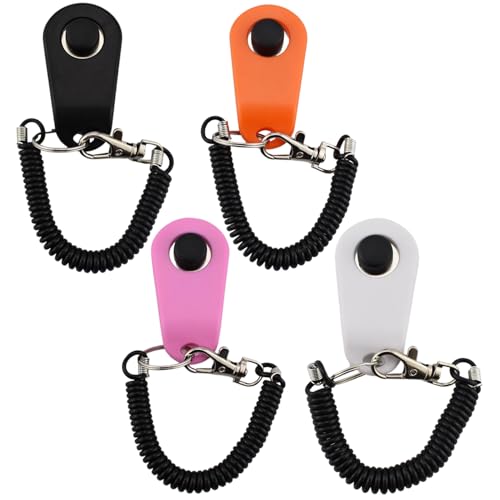 URBEST 4pcs Pet Training Clicker with Wrist Strap-Dog Training Clickers (Webbing) - style: Webbing