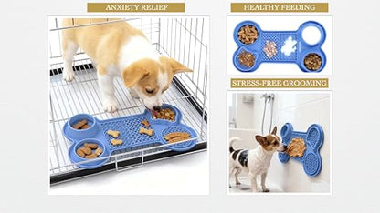 Pet Feeding Dishes,Slow Feeder Lick Mat for Dogs,Cat Licking Mat with Strong Suction Cups - 6-in-1 Interactive Snuffle Mat for Fast Eaters,Anxiety Relief,Grooming & Bath Time-BPA-Free(Sky Blue) - color: Sky Blue
