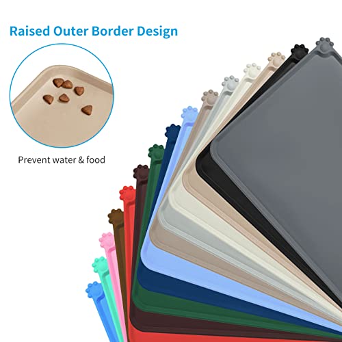 AUDWUD Silicone Waterproof Pet Feeding Mats,Anti Slip Bowl Pad, Dog Mat for Food and Water - color: Taupe, size: 18.5" x 11.5"