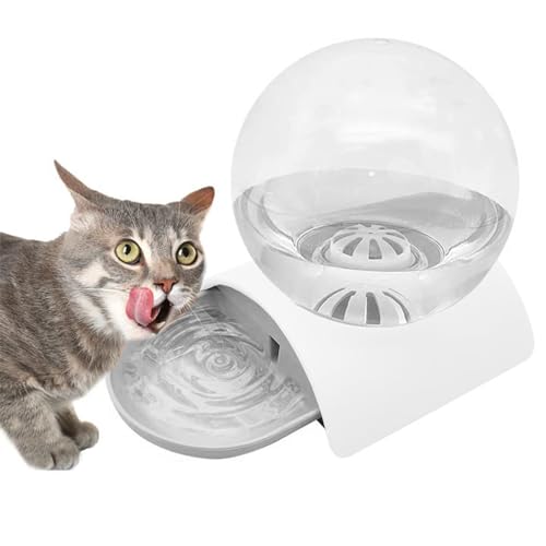 Hamiledyi Automatic Water Dispenser for Dogs and Cats Pet Water Dispenser 2.8 Liter Pet Gravity Water Station Spill-Proof Spherical Waterer Pets Water Bottle for Puppies Kittens Rabbits (Grey) - color: Grey