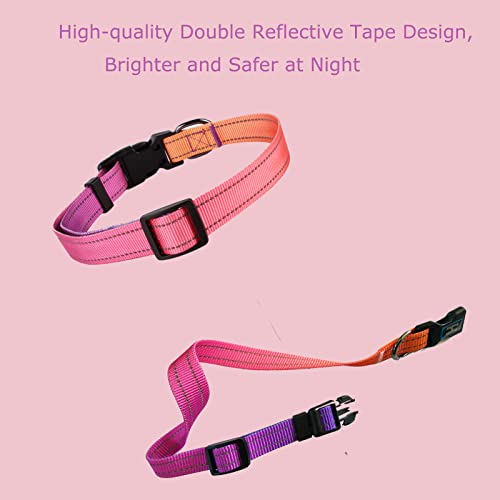 Roses&Poetry Reflective Dog Collar with Gradient Mistyrose, Adjustable Durable Pet Collars for Small Medium Large Dogs (Mistyrose-M) - color: Mistyrose, size: Medium