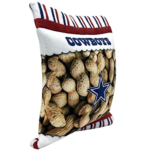 Pets First NFL Dallas Cowboys Crinkle FINE Plush Dog & CAT Squeak Toy - Cutest Stadium Peanuts Snack Plush Toy for Dogs & Cats with Inner Squeaker & Beautiful Baseball Team Name/Logo Small - color: Dallas Cowboys, style: STADIUM PEANUTS SNACK