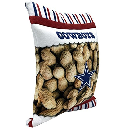 Pets First NFL Dallas Cowboys Crinkle FINE Plush Dog & CAT Squeak Toy - Cutest Stadium Peanuts Snack Plush Toy for Dogs & Cats with Inner Squeaker & Beautiful Baseball Team Name/Logo Small - color: Dallas Cowboys, style: STADIUM PEANUTS SNACK