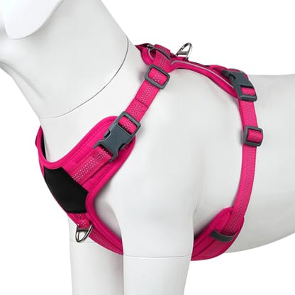 Plutus Pet No Pull Dog Harness, Release at Neck, Soft Padded, Reflective Adjustable Dog Vest Harness for Small, Medium, Large Dogs(Hot Pink, M) - color: Hot Pink, size: M