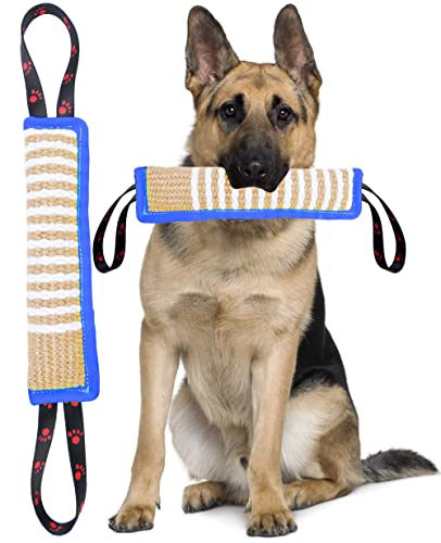 Clysoru Dog Tug Toy Tough Jute Bite Pillow Lasting Training Equipment Puppy to Large Dogs Interactive for Large and Small - color: footprint Blue