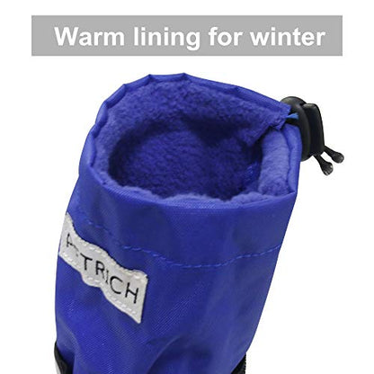 Dog Shoes, URBEST Waterproof Dog Boots, Warm Lining Nonslip Rubber Sole for Snow Winter (S, Blue) - color: Blue