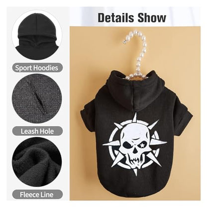 Dog Hoodie Sweatshirt Black Warm Fleece Pet Clothes for Small Dogs, Chihuahua Yorkie Winter Sweater Pullover for Cold Weather - size: Large