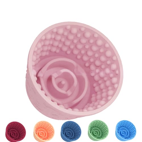 Dog Lick Bowl,Anxiety Relief Non-Slip Silicone Treat Bowl,Durable Anti-Choking Long-Lasting Enrichment Slow Feeder Licking Mat for Small Medium Large Breed,Freezable BPA Free Silicone Dishwasher Safe - color: Pink, size: S-M