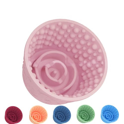 Dog Lick Bowl,Anxiety Relief Non-Slip Silicone Treat Bowl,Durable Anti-Choking Long-Lasting Enrichment Slow Feeder Licking Mat for Small Medium Large Breed,Freezable BPA Free Silicone Dishwasher Safe - color: Pink, size: S-M