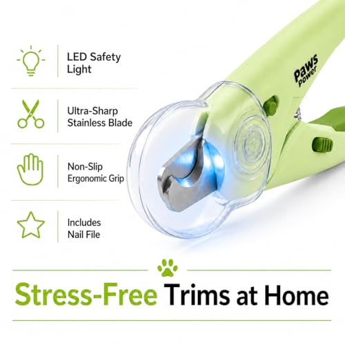 Cat Nail Clipper & Small Dog Nail Clippers with LED Light - Illuminates Nails & Bloodline for Safe, Easy Trimming - Extra Sharp, Avoid Over-Cutting - Essential Cat Supplies, Green - color: Green