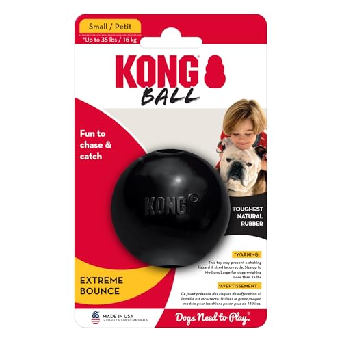 KONG Extreme Ball with Hole - Fetch Toy - Durable Dog Toy for Training, Interactive Playtime & More - Natural KONG Extreme Rubber Ball - Black - For Small Dogs - size: Small (Pack of 1)