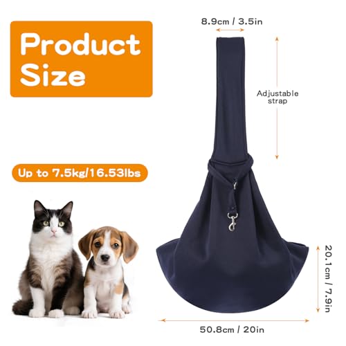 Pet Sling Carrier for Small Dogs Cats, Breathable Portable Pet Travel Shoulder Bag with Adjustable Strap & Safety Leash, Foldable Lightweight Hands-Free Pet Carrier for Outdoor Walking Travel