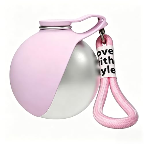 2-in-1 Portable Dog Water Bottle with Bowl, 10oz Stainless Steel Travel Pet Water Dispenser, No-Spill Leak-Proof Design with Silicone Bowl, Perfect for Walking, Hiking, and Travel (Pink A) - color: Pink A