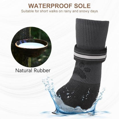 BINGPET Dog Socks Anti Slip Paw Protectors, Waterproof Dog Shoes for Hardwood Floors, Hot/Cold Pavement Traction Control Boots for Small Medium Large Senior Dogs