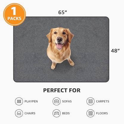 Dog Pee Pad Washable Extra Large, Instant Absorb Thicker Training Pads Non-Slip Pet Playpen Mat, Waterproof Reusable Floor Mat Ideal for Puppy Senior Dog Whelping Incontinence Housebreaking 65x48 Inch - size: 65“x48"