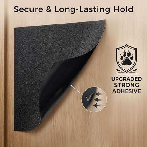 Dog Nail Scratch Board Sandpaper Roll, 80 Grit Heavy Duty Self-Adhesive Door Protector from Dog Scratching, 16.4ft x 9.8in Cut to Size Cat Furniture Scratching Guard, Pet Nail File Replacement Refill