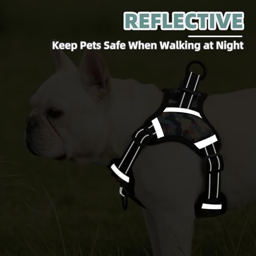 PUPTECK Dog Harness Small Sized Dog, Step in Adjustable Reflective Dog Vest Harness Escape Proof, No Pull Soft Padded Harness Easy Control, Camouflage, S - color: Camouflage, size: S (CHEST: 13"-18")