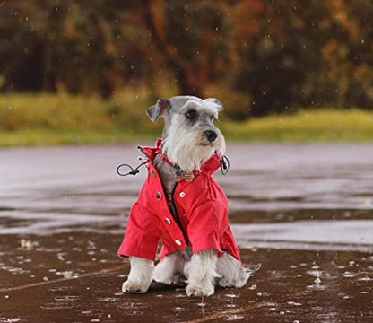Morezi Dog Zip Up Raincoat with Reflective, Rain/Water Resistant, Adjustable Drawstring, Removable Hood, Raincoats with Legs 8lbs to 80lbs Available - Red - XS - color: Red, size: X-Small