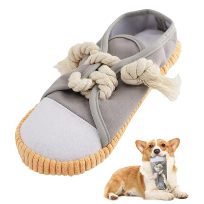 vocheer Dog Chew Toy, Dog Toys to Keep Them Busy Durable Teething Shoe Interactive Squeaky Puppy Toy,Small,Medium Breze, Machine Washable(Grey) - color: Grey