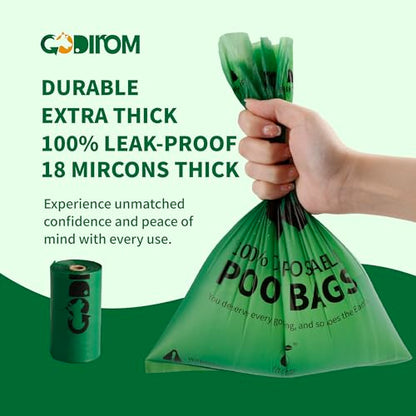 Certified 100% Home Compostable Poop Bags for Dogs, 120 Count Guaranteed Leak Proof and 18 Microns Extra Thick Waste Bag, 8 Rolls of Plant Based Doggie Poop Bag, No Scented with ASTM D6400 & EN13432 - color: Dark Green, size: 120 Count (Pack of 1)