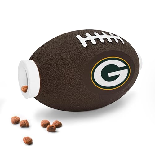 Pets First NFL Green Bay Packers Football Treat Dispensing Toy for Dogs and Cats, Rubber Ball, Interactive Fun, Natural Rubber - color: Green Bay Packers