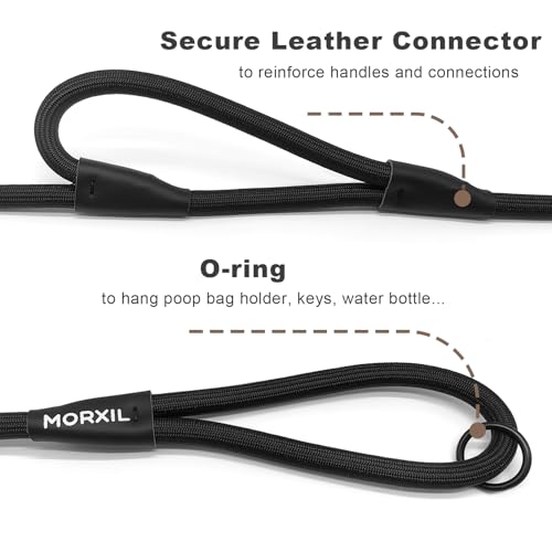 Rope Dog Leash with Two Handles, 6 Foot Heavy Duty Dog Leash with Aviation Aluminum Auto Locking Carabiner, Strong Nylon Pet Lead for Small, Medium, Large Dogs (Yellow, 6FT-Two Handle) - color: Yellow, size: 6 Foot Two Handle