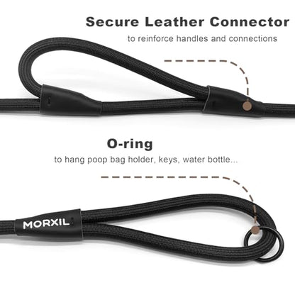 Rope Dog Leash with Two Handles, 6 Foot Heavy Duty Dog Leash with Aviation Aluminum Auto Locking Carabiner, Strong Nylon Pet Lead for Small, Medium, Large Dogs (Yellow, 6FT-Two Handle) - color: Yellow, size: 6 Foot Two Handle