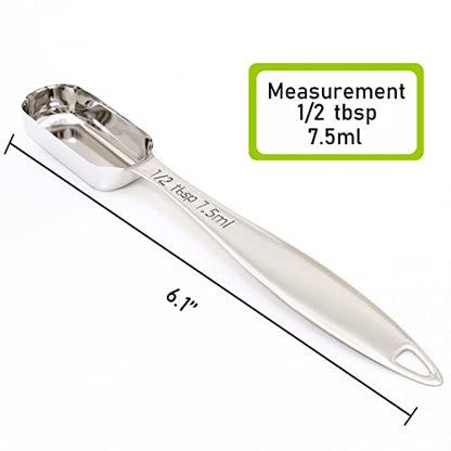 1PCS 1/2Tablespoon (1.5tsp, 7.5ml) Single Measuring Spoon, Individual Stainless Steel Long Handle Measure Teaspoon Only - size: 1/2tbsp|1.5tsp|7.5ml|1/4oz