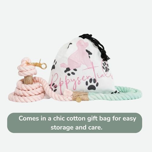 Braided Cotton Rope Dog Leash for Medium & Large Dogs – Enjoy Tangle-Free Walks with Soft Comfortable Grip & Reliable Control – Durable for Daily Walks, Training & Special Moments – Pink-Green Ombre - color: Mint Green/Pink Ombre