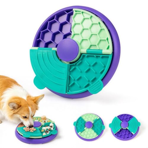 3-in-1 Slow Feeder, Interactive Puzzle Toy & Lick Mat– Calming Enrichment for Small/Medium/Larger Dogs,Non-Slip Design, Holds 2 Cup of Wet or Dry Food, 8.2 in x 8.2 in