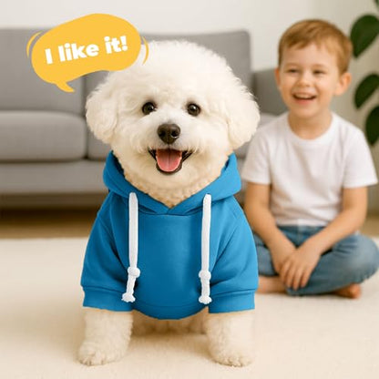 PETCARE Basic Dog Hoodie Sweaters for Small Medium Large Dogs Cats Puppy Clothes Soft Warm Fleece Dog Hoodies Sweatshirt with Small Pockets Fall Winter Chihuahua Dachshund Golden Retriever Outfits - color: Blue, size: XL(Suggest 10-14 lbs)