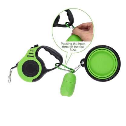 PETIMP Retractable Dog Leash Lightweight 16FT Leash, with Folding Bowl,Dispenser,Waste Bags, for Small Medium Dogs(Green) - color: GREEN
