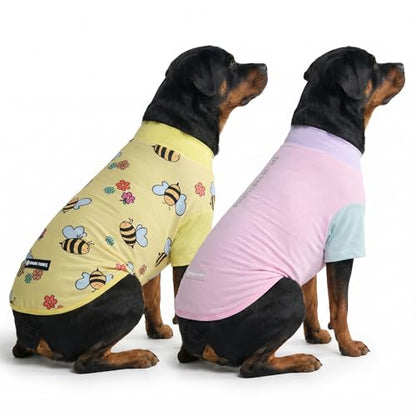 Spark Paws Sunblock Dog T-Shirt, SPF30 Protection, Lightweight Breathable Quick Dry for Dogs with Sensitive Skin - Bees & Gelato (Set of 2) - Size 5XL - color: Bees & Gelato, size: 5XL: 115-150lbs