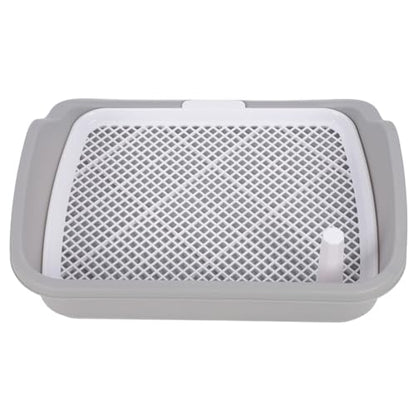 SUNGOOYUE Dog Potty Tray Portable PP Puppy Training Toilet 21.3 X 17.7 X 5.1 in Detachable Washable with Wall Mesh Design for Small Dogs Indoor Use (Gray)