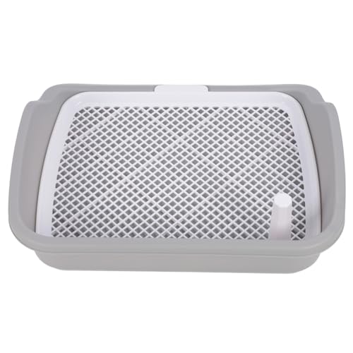 SUNGOOYUE Dog Potty Tray Portable PP Puppy Training Toilet 21.3 X 17.7 X 5.1 in Detachable Washable with Wall Mesh Design for Small Dogs Indoor Use (Gray)