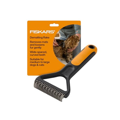 Fiskars Pet, Cat and Dog Brush, Fine Bristles & SoftGrip Handle for Gentle Grooming and Deshedding, Cat and Dog Supplies, Orange/Black