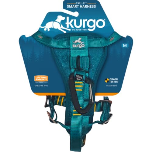 Kurgo Enhanced Strength Tru-Fit Dog Car Harness - Pet Travel Safety Harness - Crash Test Certified Fit - Five Point Adjustment - Secure Buckle - Padded Chest - Ink Blue - Large