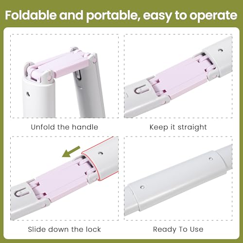 Dog Pooper Scooper Portable with Bag Attachment, One Handed Foldable Design, Includes 120 Waste Bags and Dispenser, 28 Inch Handle for Grass Yard Gravel Cleanup (Purple) - color: 28in + Purple + 120 garbage bags + dispenser