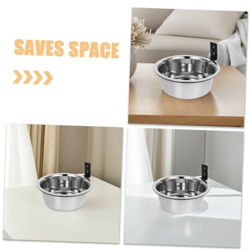 Toyvian 2sets Wall Mounted Elevated Dog Bowl Stainless Steel Feeding Station for Dogs Space-Saving Design Easy to Clean for Crates and Cages