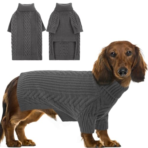 Large Dog Sweaters, Pet Sweaters for Large Dogs, Pets Sweatshirt Apparel Turtleneck Pullover Winter Pitbull, Samoyed (Darkgrey, L - color: DarkGrey, size: Large