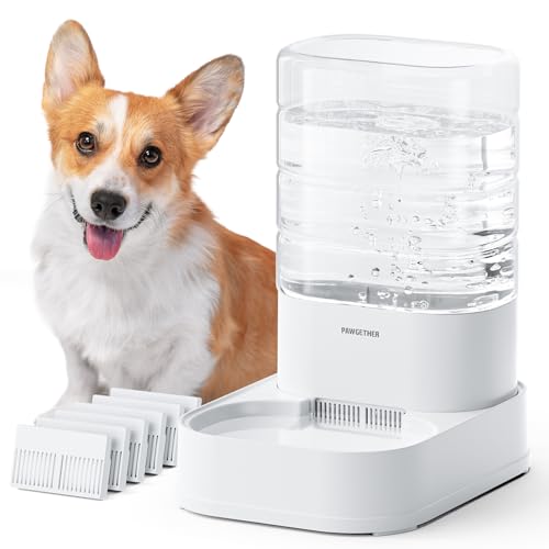 Gravity Dog Water Bowl Dispenser with 6 pcs Filters 1 Gallon/3.78L Automatic Pet Water Dispenser for Dogs Gravity Water Bowl for Cats - color: Waterer + 6 Filters