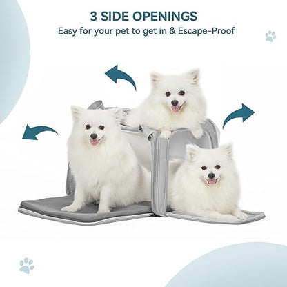PETSFIT Dog Carrier Cat Carriers for Puppies, Medium Cats up to 25Lbs, Travel Soft Sided Pet Carrier (Large, Grey) - color: New Grey, size: Large