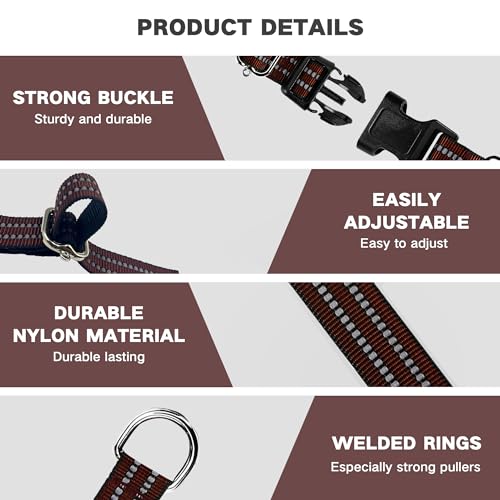 Hikiko Martingale Dog Collars Reflective Nylon Dog Collar with Quick Release Buckle Adjustable Training No Slip Dog Collar (Medium, Coffee Brown) - color: Coffee Brown, size: Medium