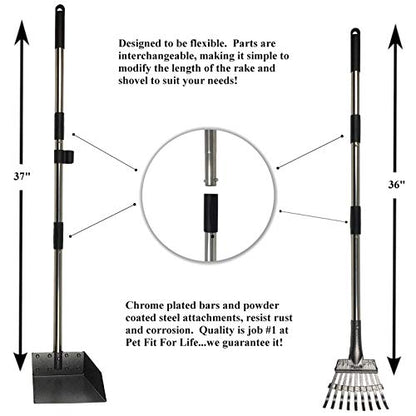 Outdoor Waste Can, Poop Scoop with Rake, Bag Roll 3-Pack Bundle