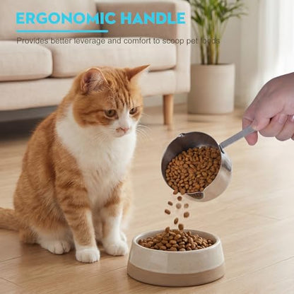 Dog Food Scoop 2.5 Cup Stainless Steel Measuring Cups Metal Pet Scooper with Inner Precision Scale Measurement for Wet Dry Dog Food(2.5 CUP) - size: 2.5 CUP