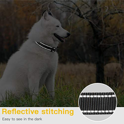 HEELE Dog Collar, Reflective Dog Collar, Soft Neoprene Padded Breathable Nylon Pet Collar Adjustable for Small Dogs, Black, S(10.23-14.96") - color: Black, size: Small (10.23-14.96")